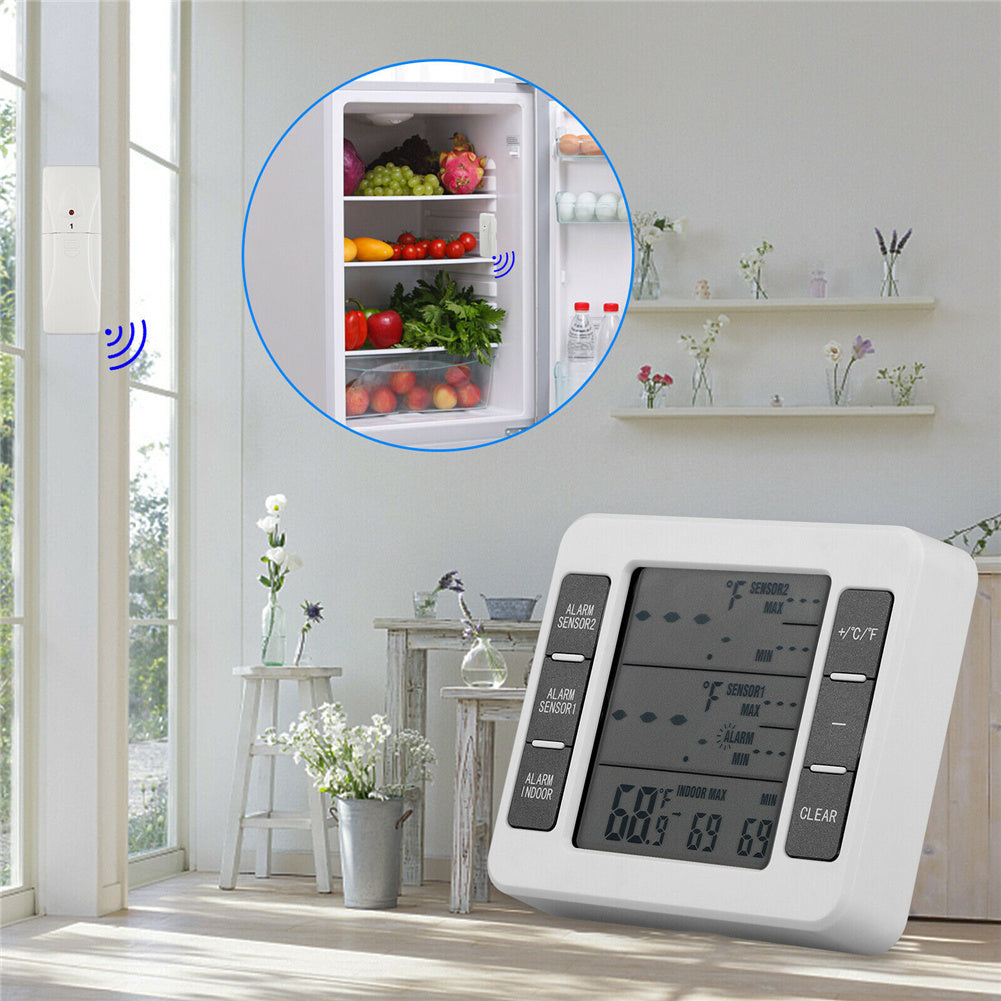 Wireless Thermometer Lcd Display Home Electronic Alarm Thermometer