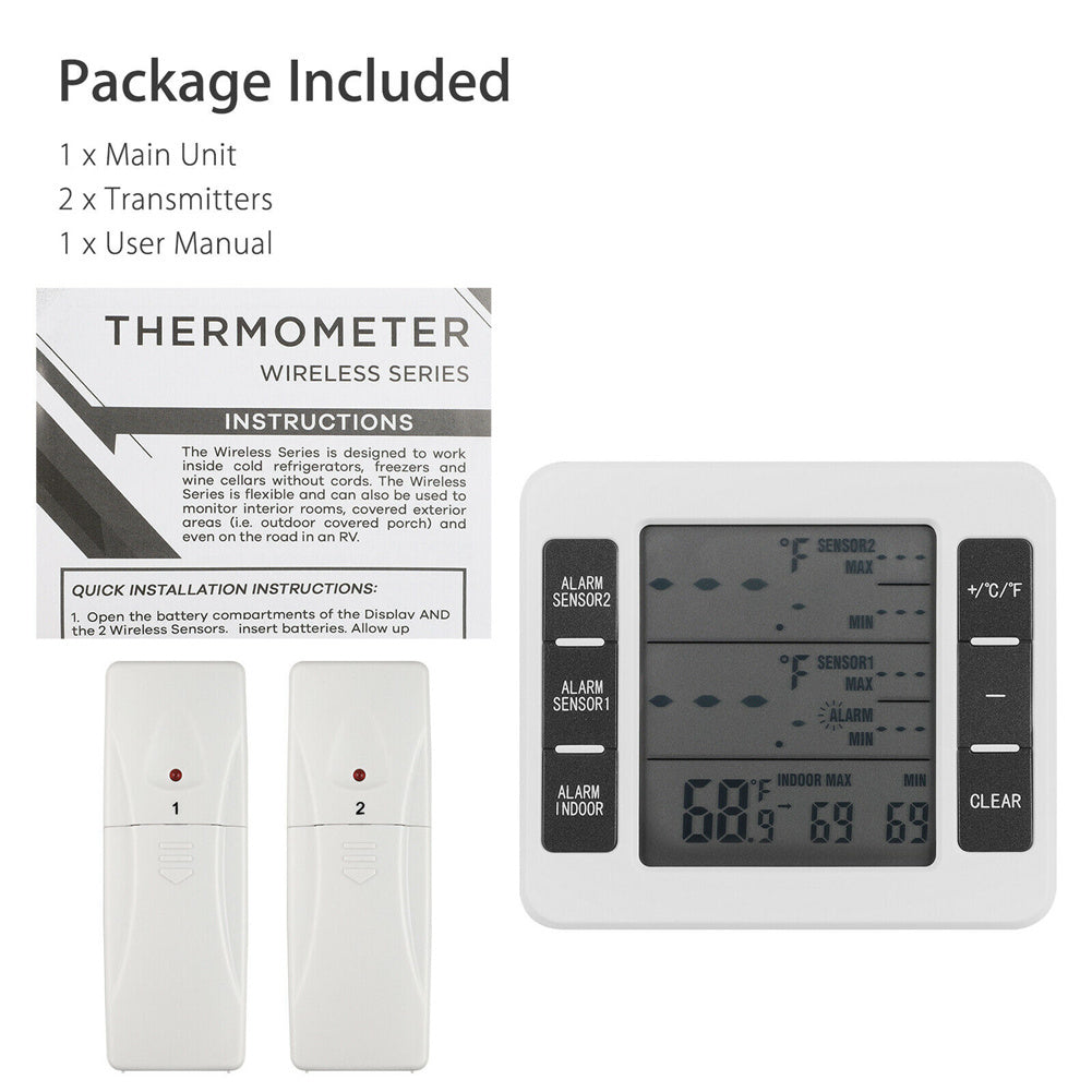 Wireless Thermometer Lcd Display Home Electronic Alarm Thermometer
