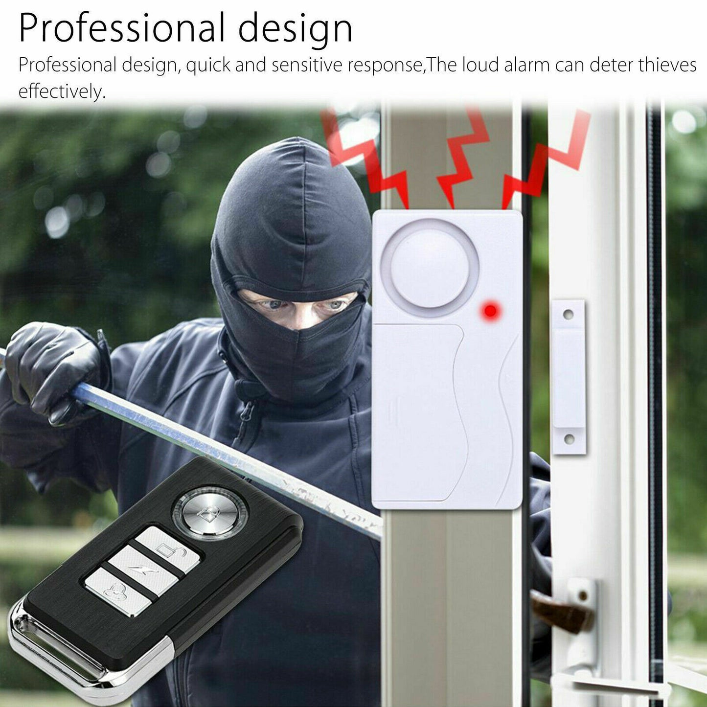 Wireless Control Magnetic Sensor Security Anti-theft Motion Alarm Black