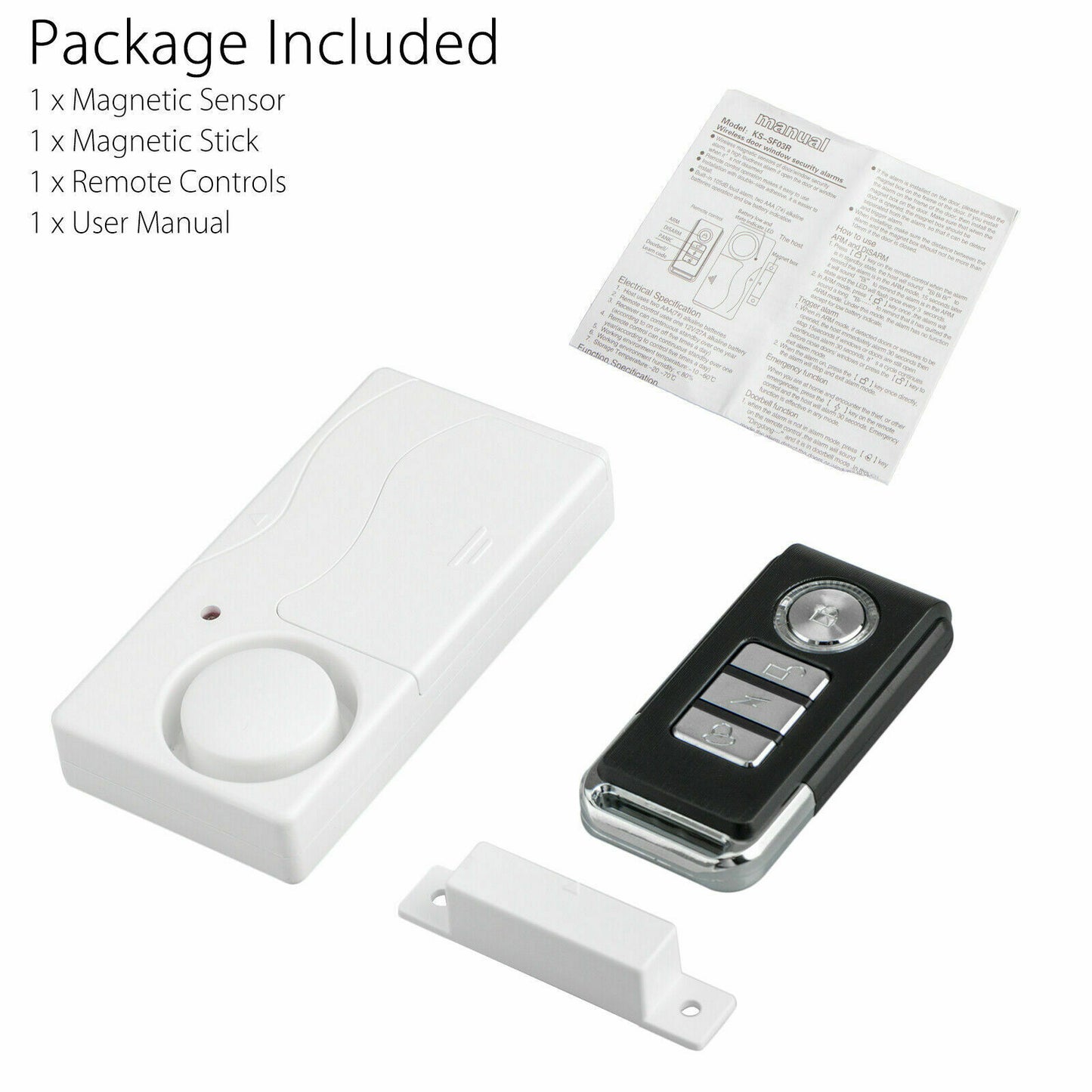 Wireless Control Magnetic Sensor Security Anti-theft Motion Alarm Black