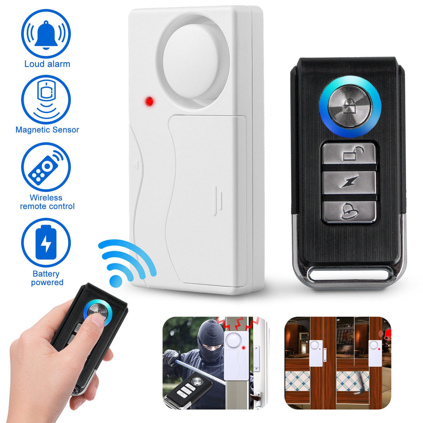 Wireless Control Magnetic Sensor Security Anti-theft Motion Alarm Black