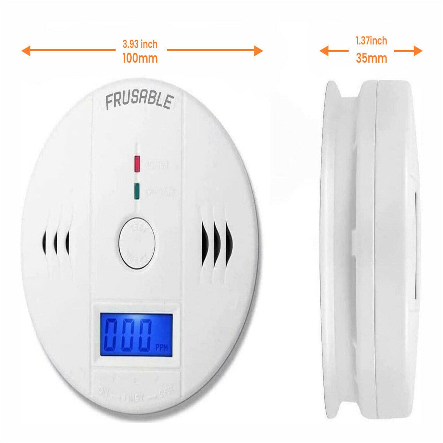Co Carbon Monoxide Gas Detector Alarm Lcd Display Battery Powered