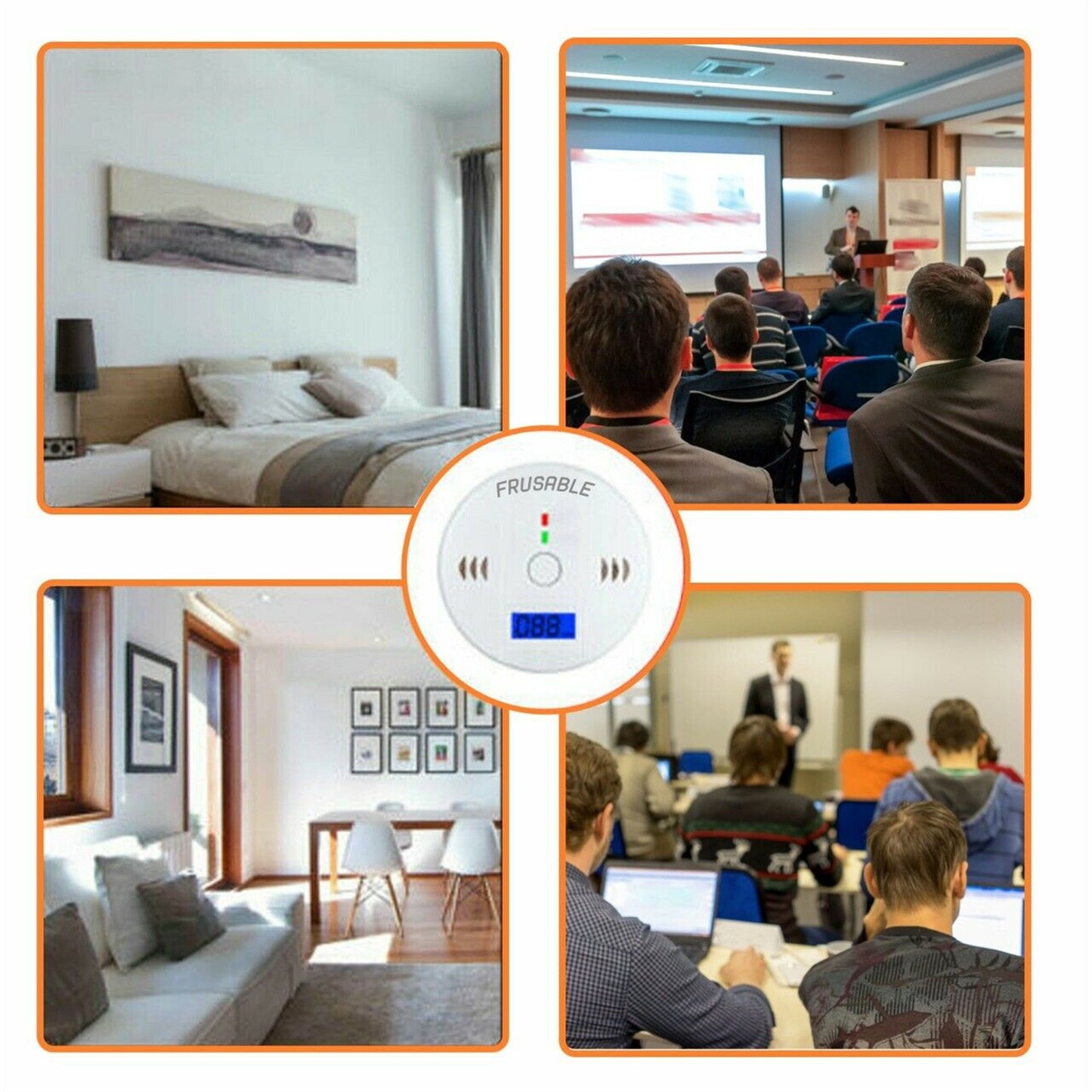 Co Carbon Monoxide Gas Detector Alarm Lcd Display Battery Powered