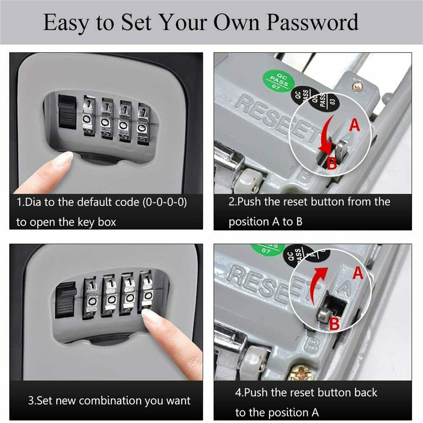 Wall Mounted Large Capacity 4-digit Combination Key Lock Storage Safe Security Box Grey