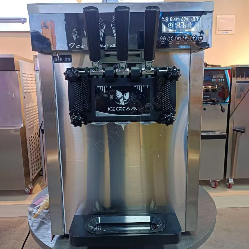 Commercial Soft ice cream machine With Puffing Three Flavors GQ618 Freeze Equipments Vertical  Sweet Cone Maker