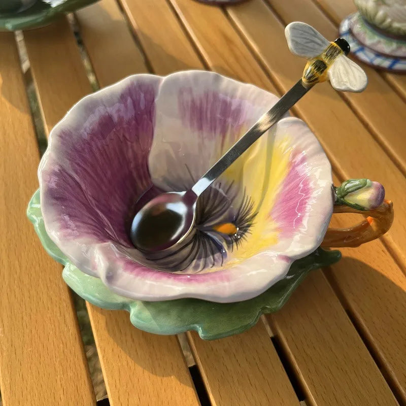 American Hand-painted Ceramic Dinner Set Rabbit Teapot Coffee Cup Plates for Enchanting Garden Afternoon TeaVintage Tableware