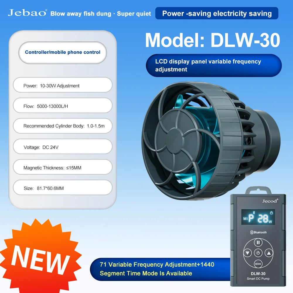 Jebao Jecod 2024 New DLW Series Bluetooth Aquarium Wave Pump App Control DC Saltwater Fish Tank Intelligent Mute Water Pump