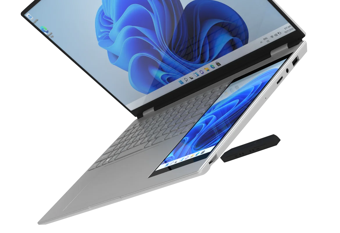 CRELNADER Dual Screen Laptop 7 Inch Touch Screen Metal Case RGB Backlit Fingerprint Unlock Window 11 Ultrathin Laptops Notebook