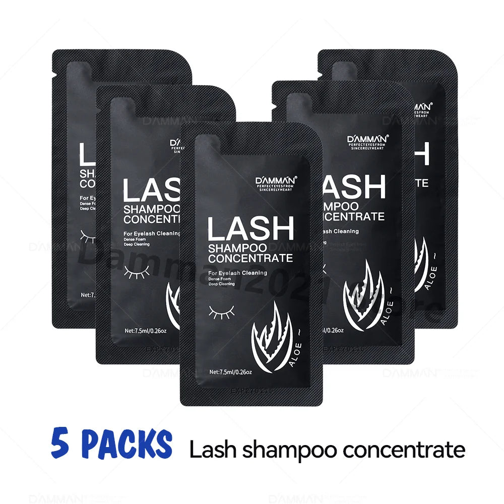 DAMMAN New Upgrades 7.5ml Eyelash Extensions Shampoo Non-irritation Lash Shampoo Concentrate Lashes Cleansing Mousse Makeup Tool
