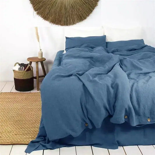 Color: Blue, Size: 250X200cm - 100% French Linen Natural Duvet Cover Soft Comfortable Quilt Comforter Cover Queen Durable Healthy Home Textiles Bedding