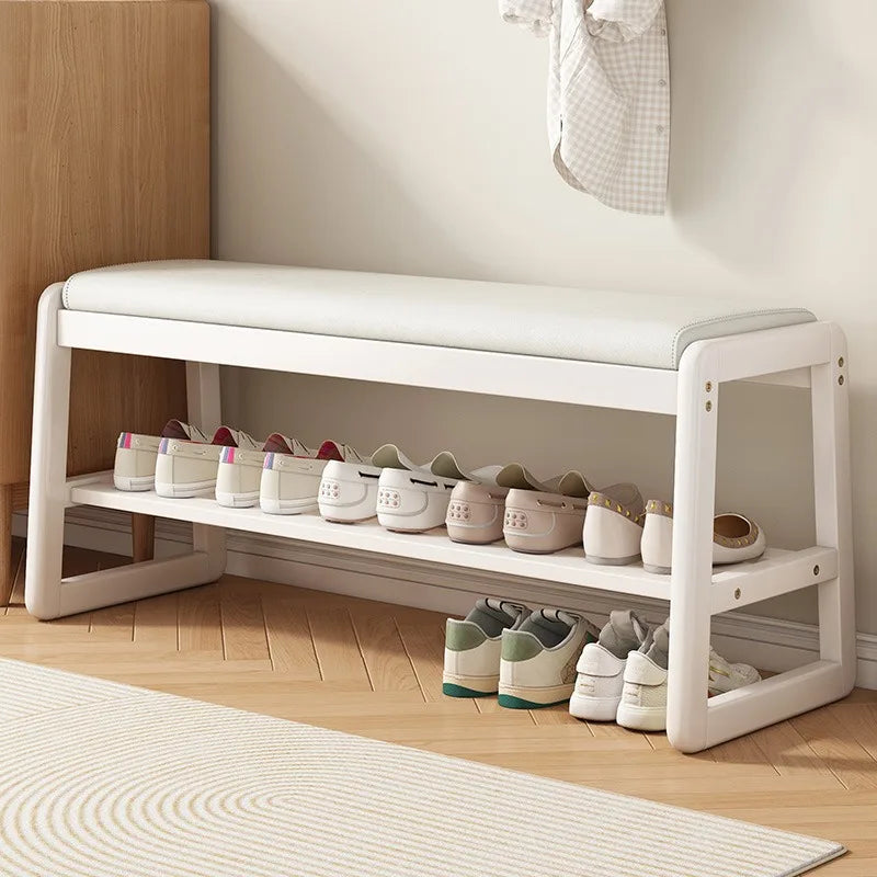 New Chinese style shoe changing stool with seating at the entrance, entrance door, shoe rack, entrance hall, household soft bag,