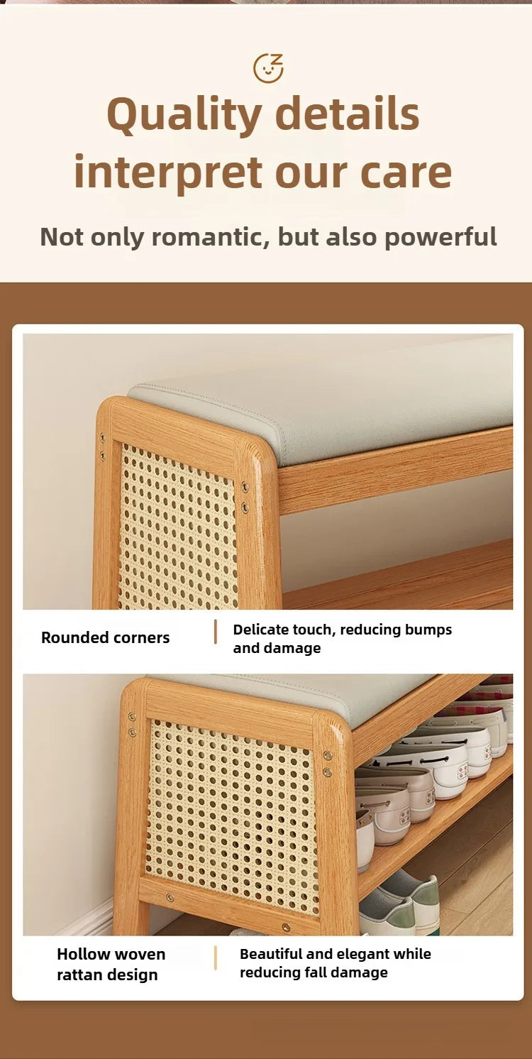 New Chinese style shoe changing stool with seating at the entrance, entrance door, shoe rack, entrance hall, household soft bag,