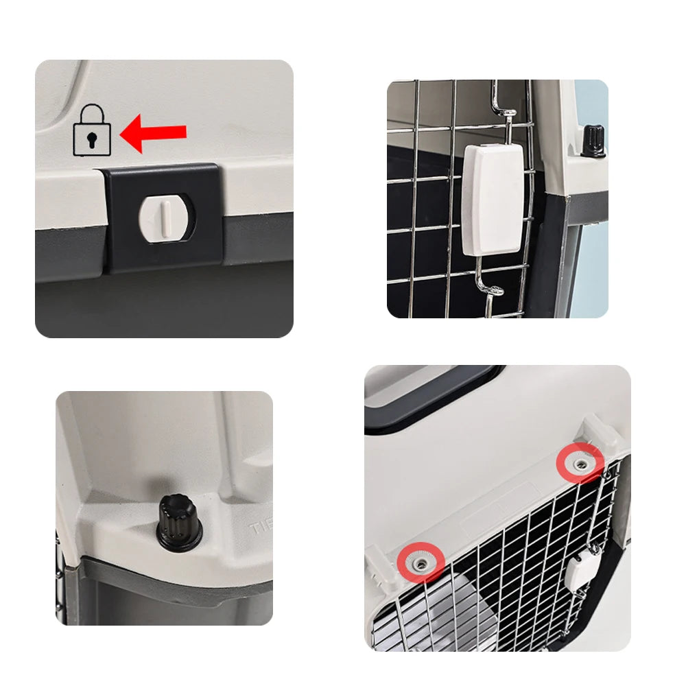 33 Inches Big Dogs Crates Airline-Friendly Home Travel Durable Plastic Pet Carrier Big Dog Kennel Portable Dogs Flight Carrier