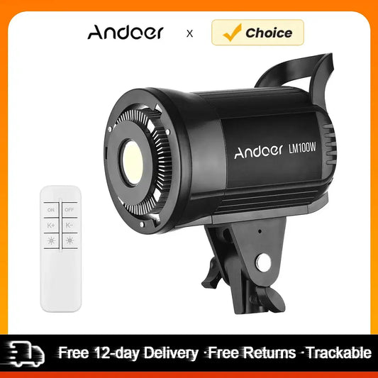 Plug Type: us - Andoer 100W Studio LED Video Light 5600K Dimmable Bowens Mount Continuous Light with Remote Control for Video Live Streaming