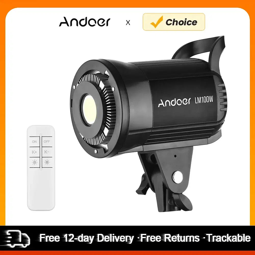 Plug Type: us - Andoer 100W Studio LED Video Light 5600K Dimmable Bowens Mount Continuous Light with Remote Control for Video Live Streaming