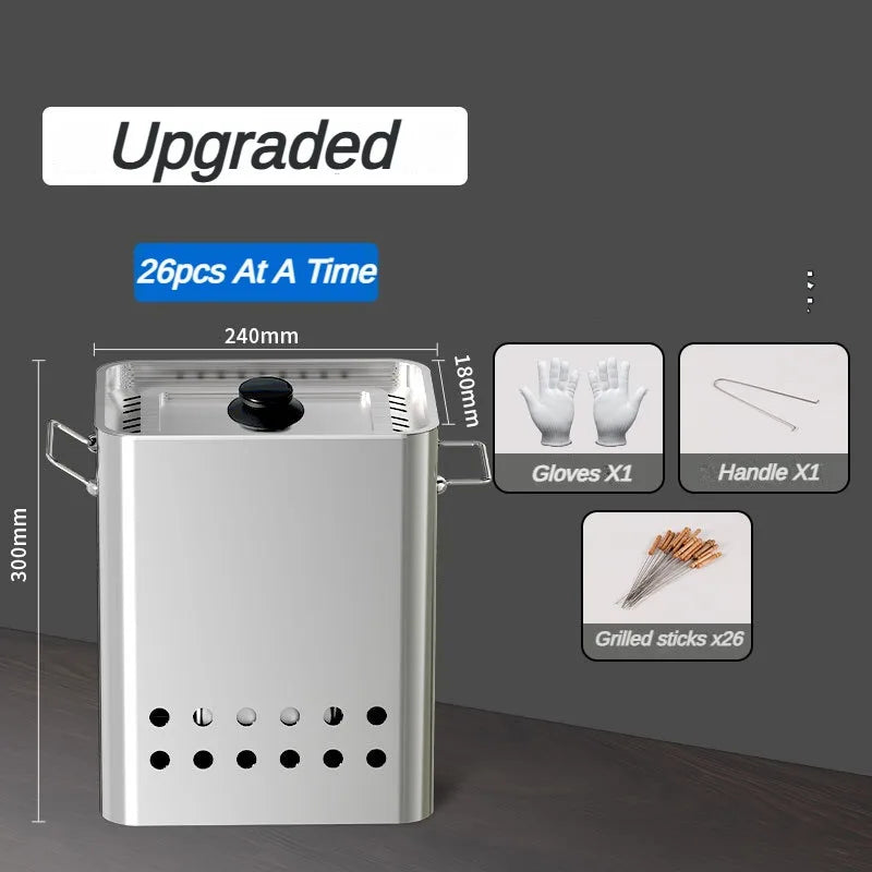 Portable Grill Smokeless Stainless Steel Barbecue Charbroiler Outdoor Indoor Dual-purpose Stewing Oven Small Durable BBQ Grill