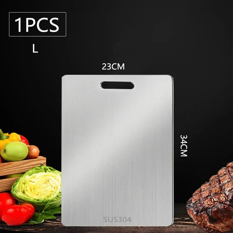 WXCOO 1PCS Stainless Steel Chopping Boards Titanium Thickened Boards Non Stick Double Sided Fruit Meat Chopping Cutting Boards