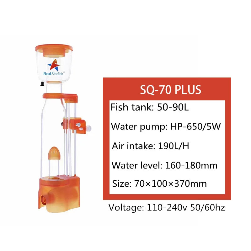 DC24V Red starfish skimmer DC-SQ-70 SQ-90 seawater tank mini micro tank small protein skimmer nitrifier mute 70-300L aquarium