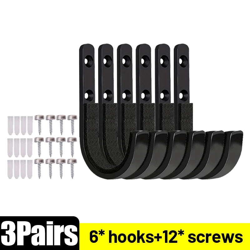 8/2pcs Heavy Duty Wall Mount J-hook Horizontal Gun Rack Metal Garage Storage Hooks with Screws Carbon Steel Multi-Purpose Hooks