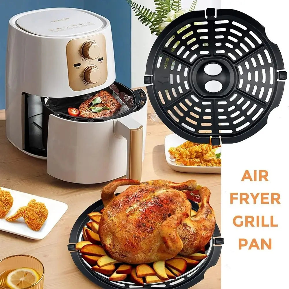 Square Air Fryer Grill Pan Non-Stick Black Crisper Basket Coating No BPA Food Separator Cooking Divider Air Fryer Accessories