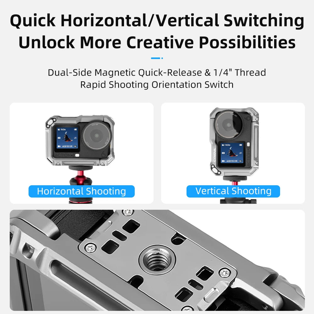 For DJI Osmo Action 6 Metal Rabbit Cage Aluminum Alloy Expansion Mount Bracket All-round Protection Frame Camera Accessories