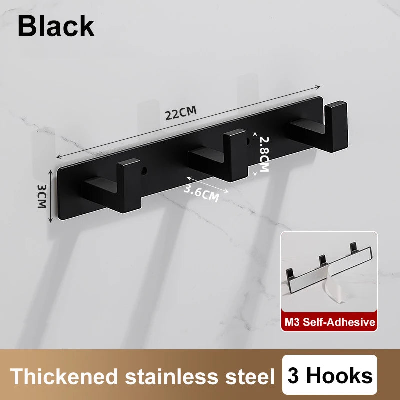 Stainless Steel Coat Rack Wall Mount - Multi-Functional Hanger with Clothes Hooks Bag And Hat Holder for Entryway Bathroom