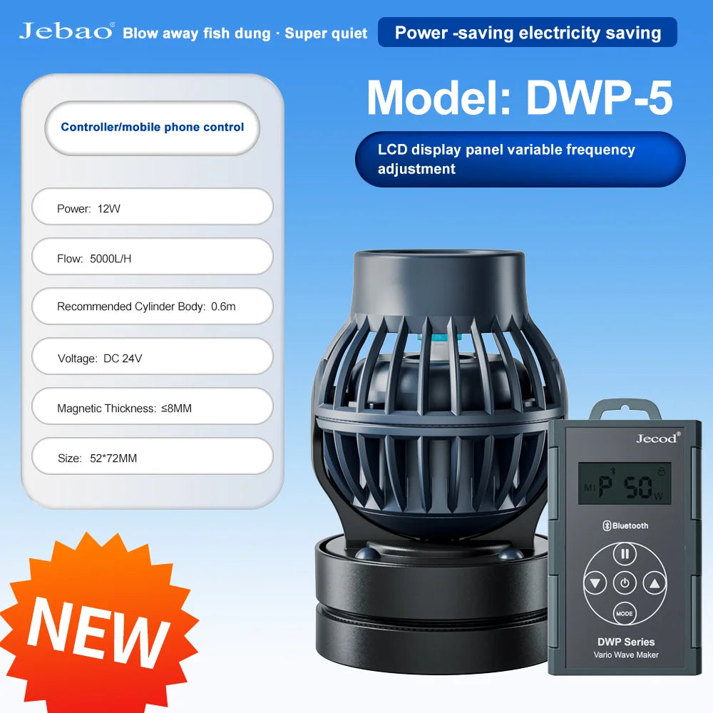 Jebao Jecod 2024 New DLW Series Bluetooth Aquarium Wave Pump App Control DC Saltwater Fish Tank Intelligent Mute Water Pump