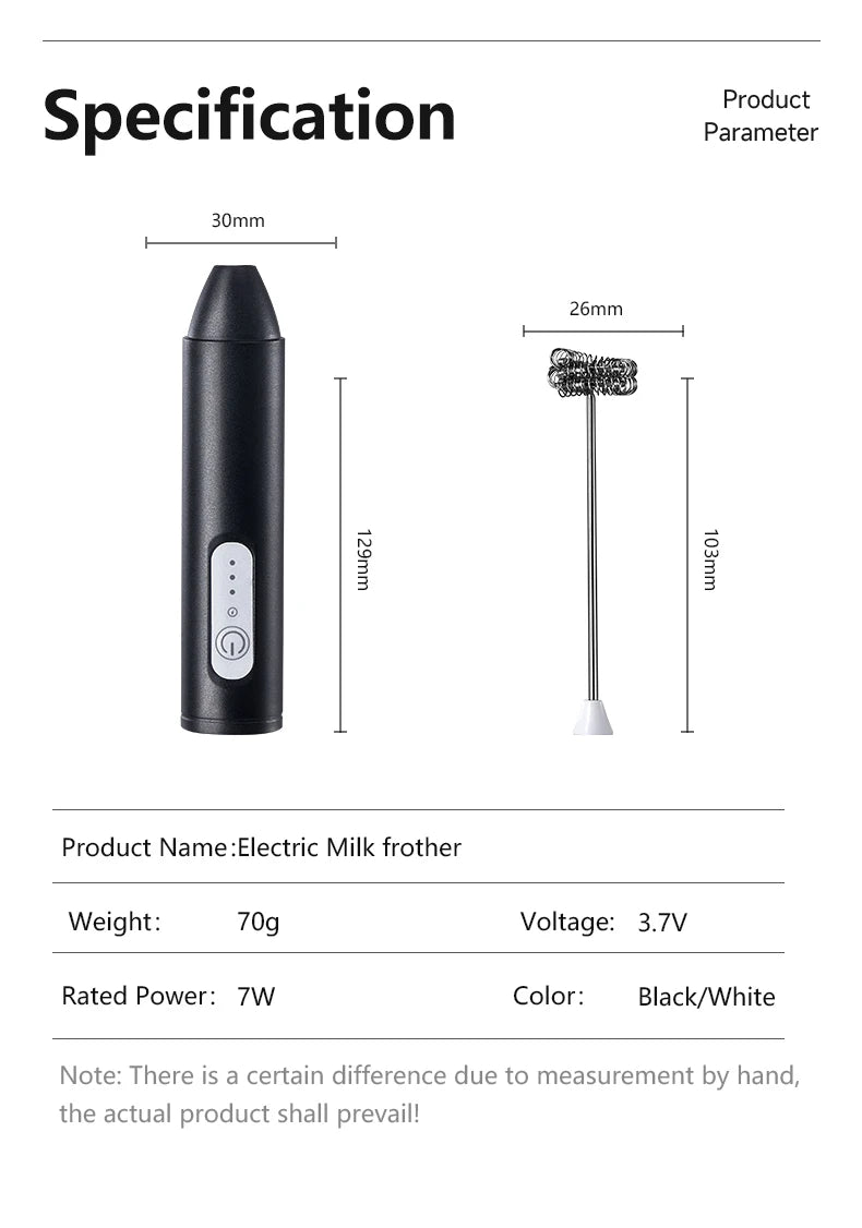 MINl Mik Frother USB Rechargeable 3 Speeds Foam Maker Coffee Whisk Mixer Electric Handle Blender Egg Beater Hot Cooking Tools