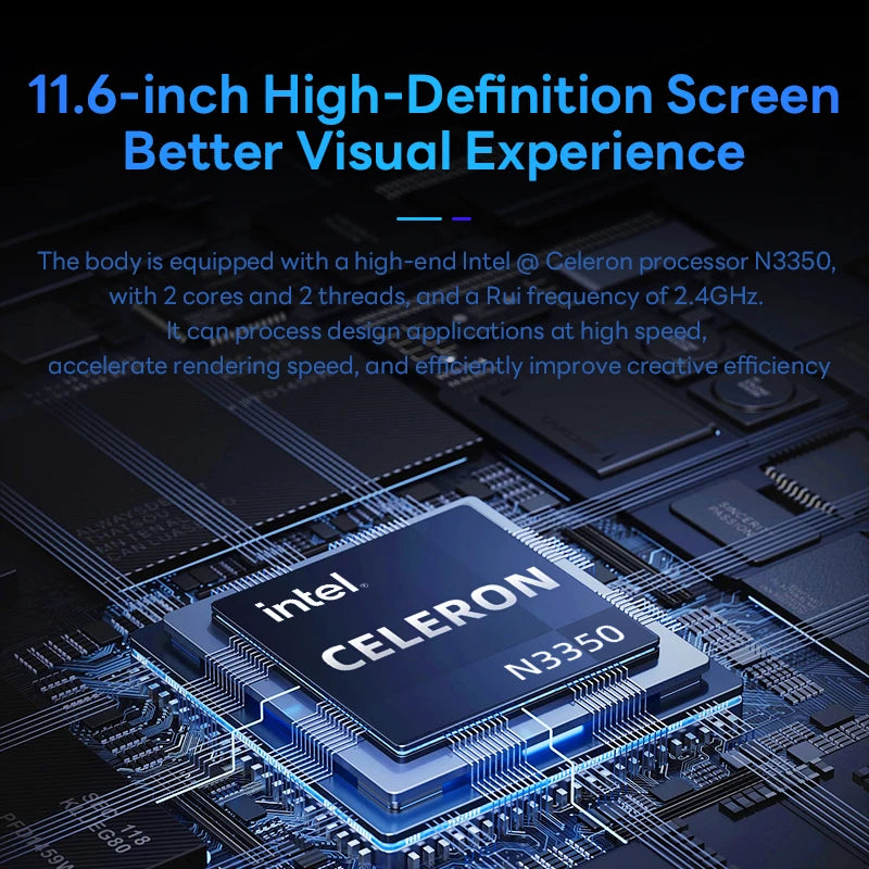 BYONE Cheap Laptops 11.6 Inch Intel N3350 6GB RAM 64G Expandable 128G SSD Wifi Office Study Portable Ultraslim Notebook Computer
