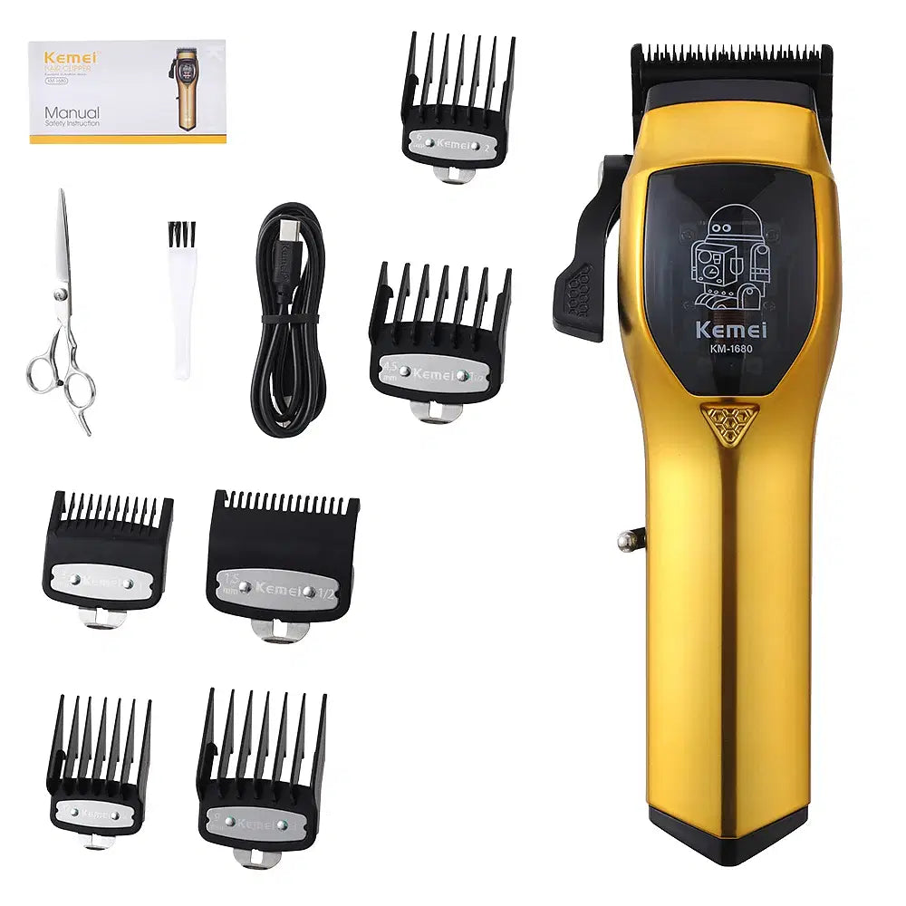 Color: Red - Kemei Electric Hair Clippers and Hair Trimmer Kit Men Professional USB-C Rechargeable Cordless 0mm Finish Hair Cutting Machine