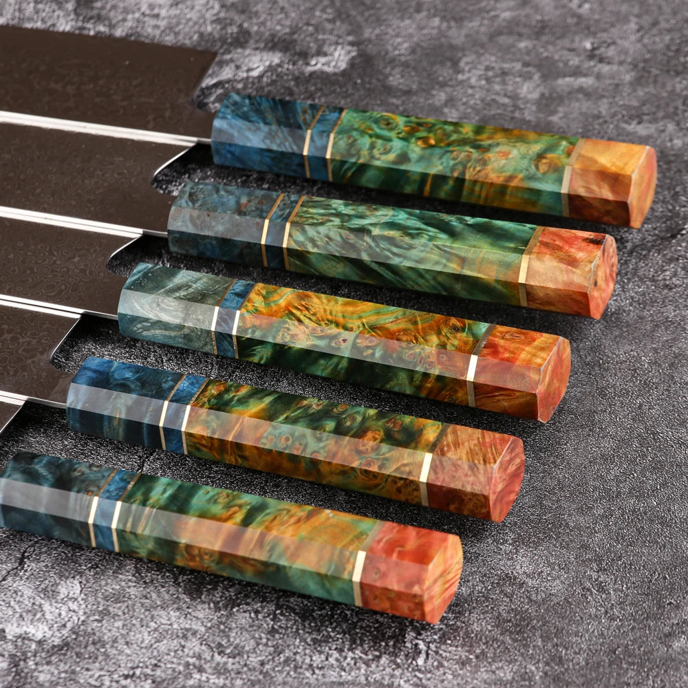 8 Inch Chef Knife 67 Layers VG10 Damascus Steel Kitchen Knives Stabilized Colored Wood Handle Professional Japanese Kiritsuke Kn