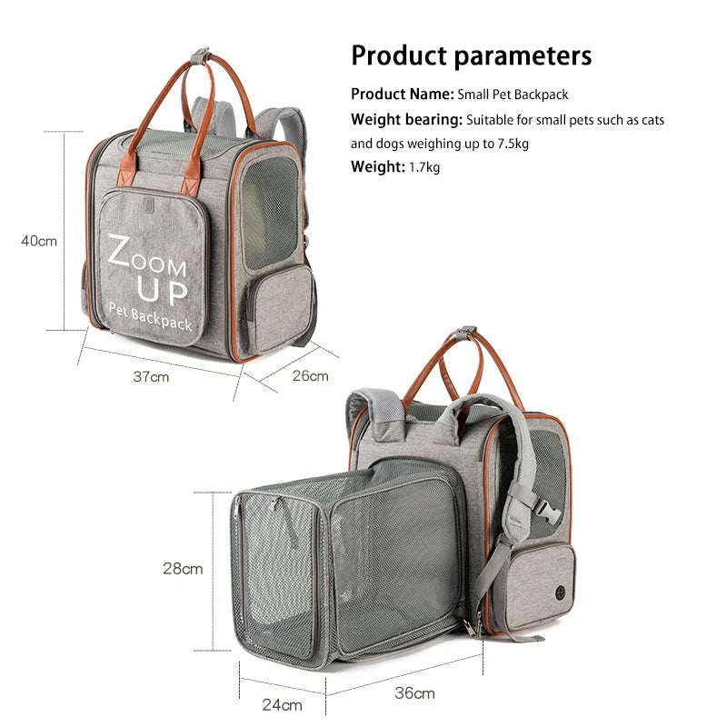 LDLC Pet Cat Backpack Large Capacity Breathable Foldable Cat Cage Expandable Oxford Cloth Pet Bag Suitable for Pet Travel