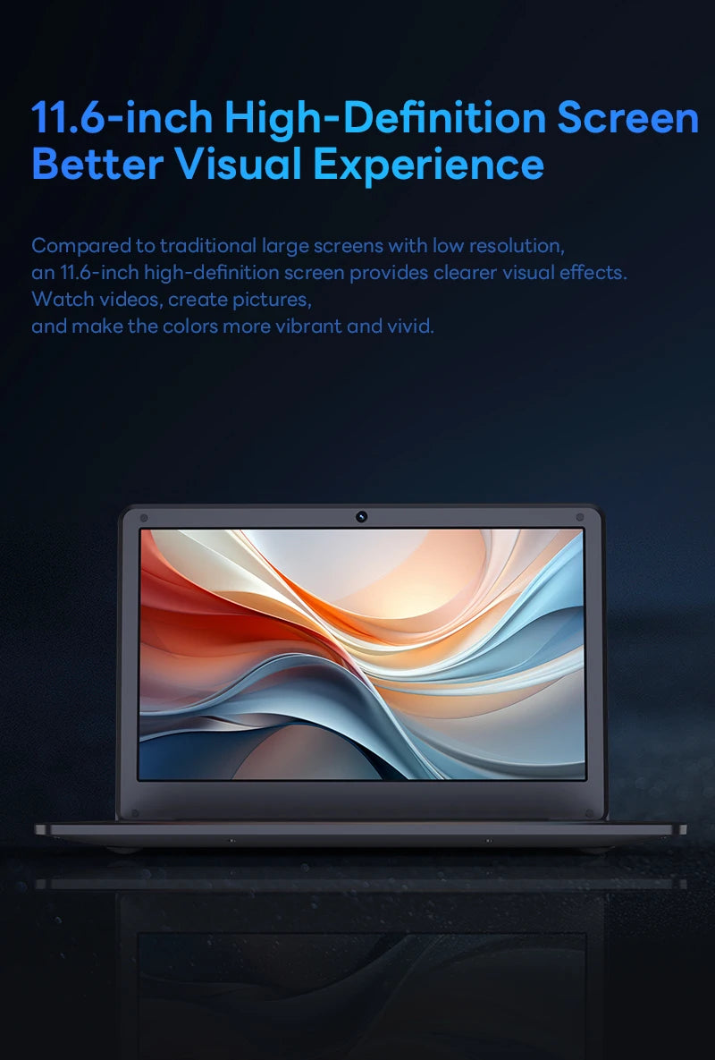BYONE Cheap Laptops 11.6 Inch Intel N3350 6GB RAM 64G Expandable 128G SSD Wifi Office Study Portable Ultraslim Notebook Computer