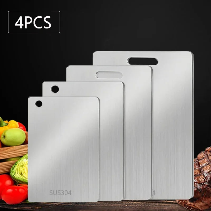 WXCOO 1PCS Stainless Steel Chopping Boards Titanium Thickened Boards Non Stick Double Sided Fruit Meat Chopping Cutting Boards