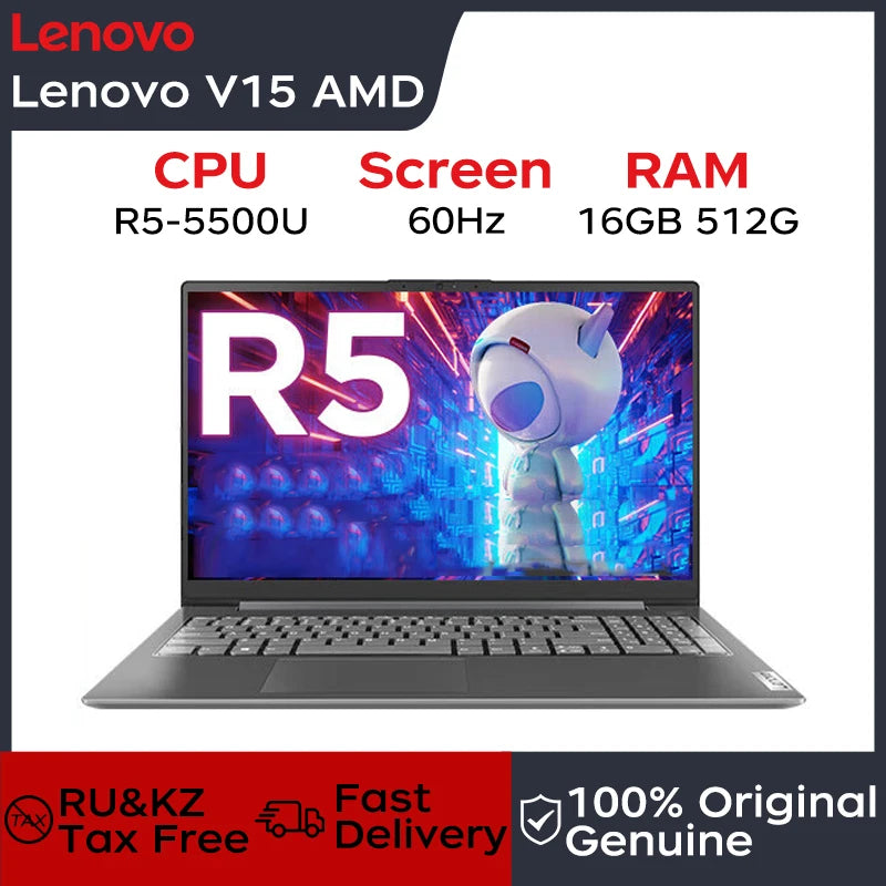 Lenovo Laptop Lenovo V15 G4 AMN 15.6“ AMD Ryzen R5-7430U/R7-7730U 16G LPDDR5 512G/1TB/2TB SSD Notebook Computer PC