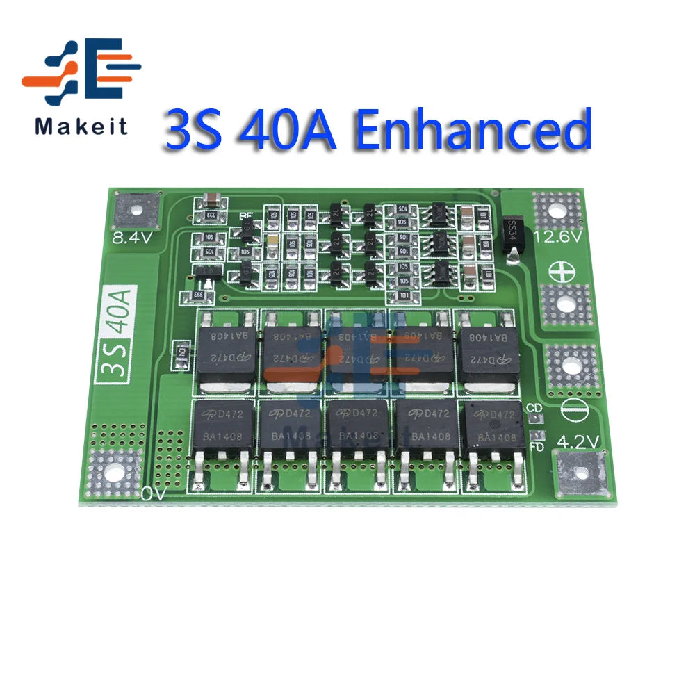 Equalizer 18650 Li-ion Lithium Battery Charger Protection Board Smart BMS 3S/4S 12V/24V 6A/10A/20A/25A/40A/60A With Balancers