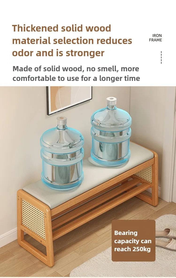 New Chinese style shoe changing stool with seating at the entrance, entrance door, shoe rack, entrance hall, household soft bag,