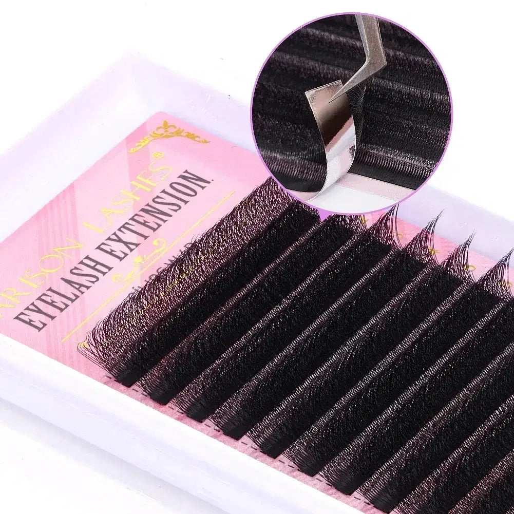 Color: Brushed Slate, Curl: D, Thickness: 0.07mm, Length: 12mm - ARISON LASHES W Shape 3/4/5/6D Eyelashes Extension Premade Volume Fans YY-shape Lashes Faux Mink Soft Easy Faning Natural Lashes