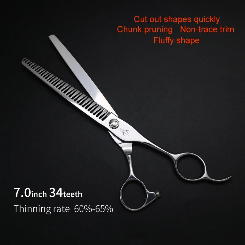Crane 7.0/7.5in High-end Pet Scissors Set ATS314 Steel For Dog Grooming Cut Scissors Straight Curved Chunker Thinning Shears