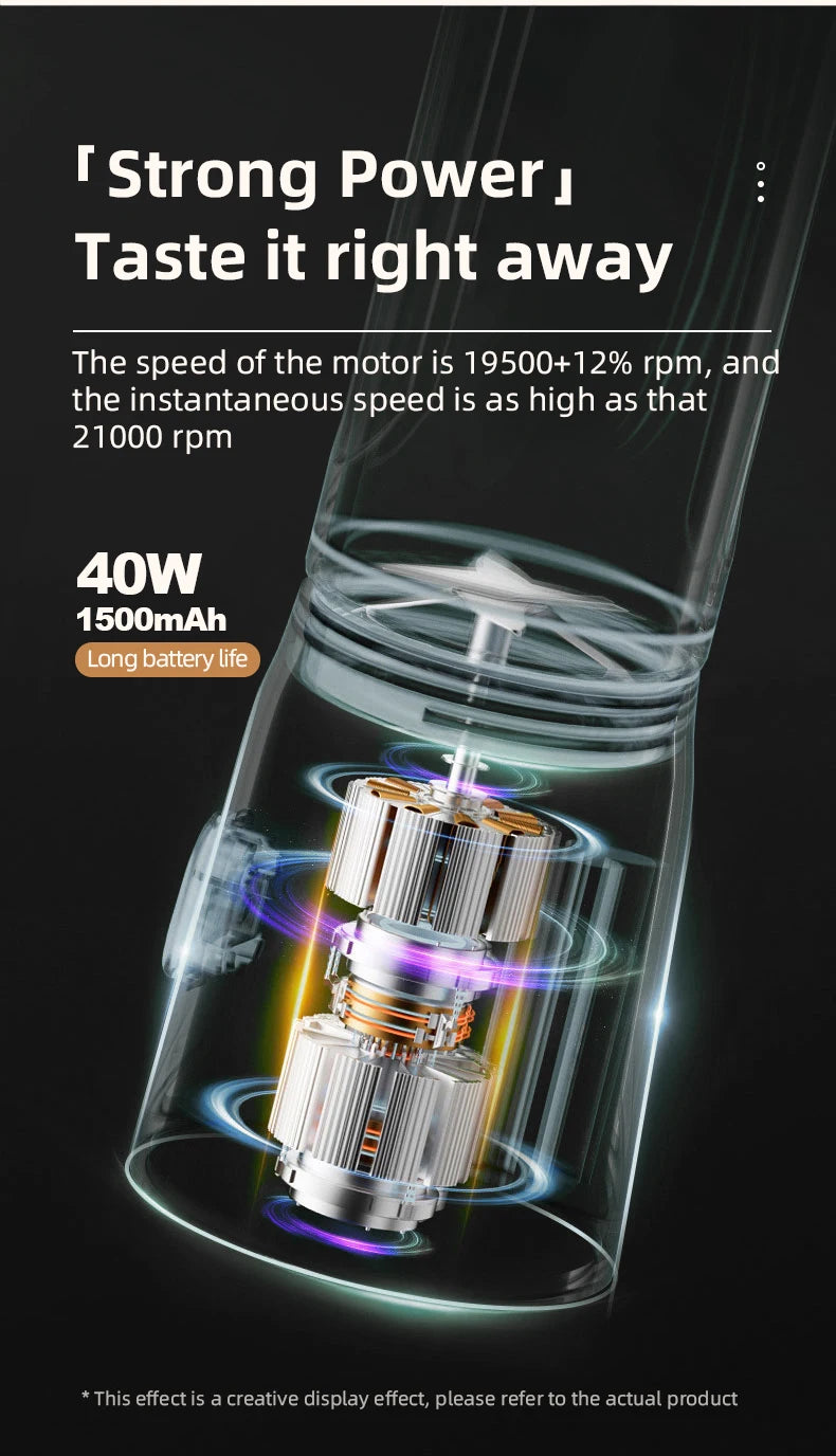 500ML Portable Electric Blender 40W USB Rechargeable Cordless Juicer High Powerful Juicer Cup For Smoothie Milkshake Juice Food