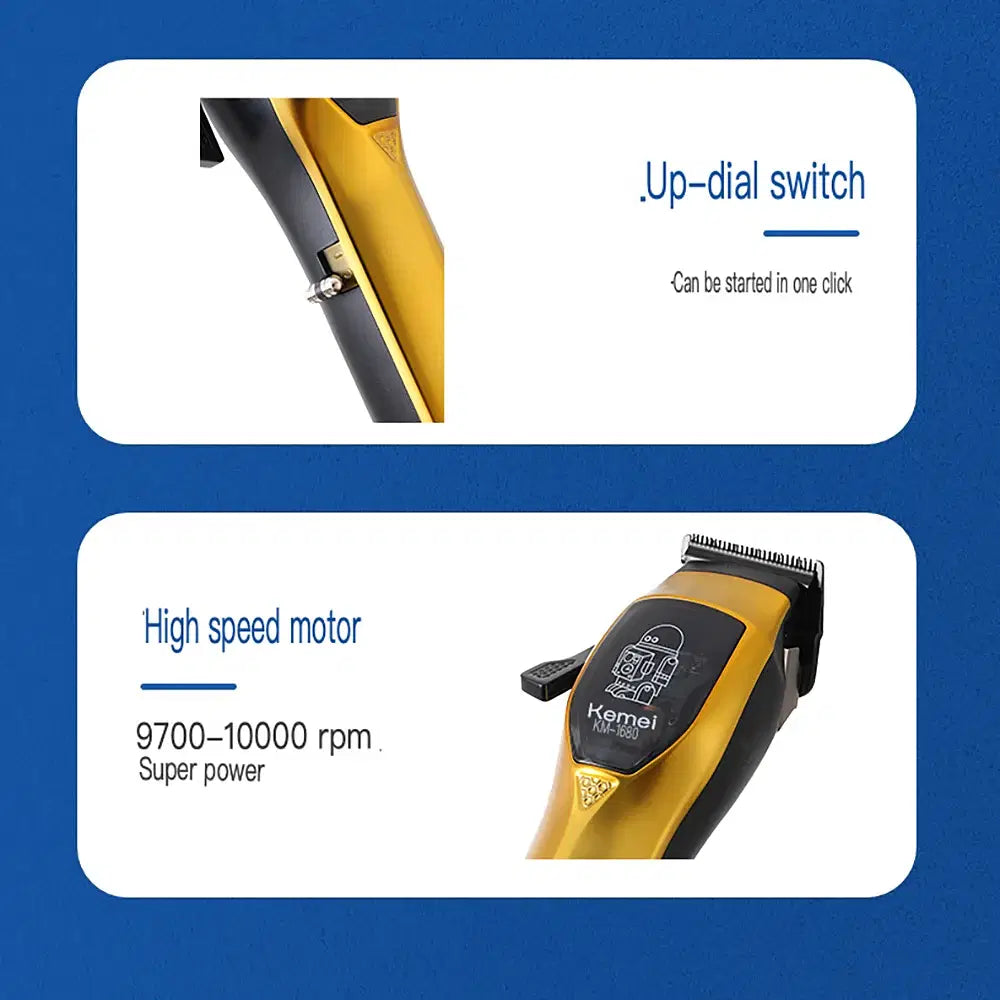 Color: Red - Kemei Electric Hair Clippers and Hair Trimmer Kit Men Professional USB-C Rechargeable Cordless 0mm Finish Hair Cutting Machine