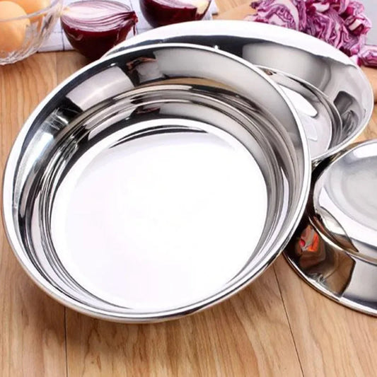 High Quality 304 Stainless Steel Soup Fruits Dessert Plate  ableware Durable Dish Bowls Kitchen Accessories bandeja fish dish
