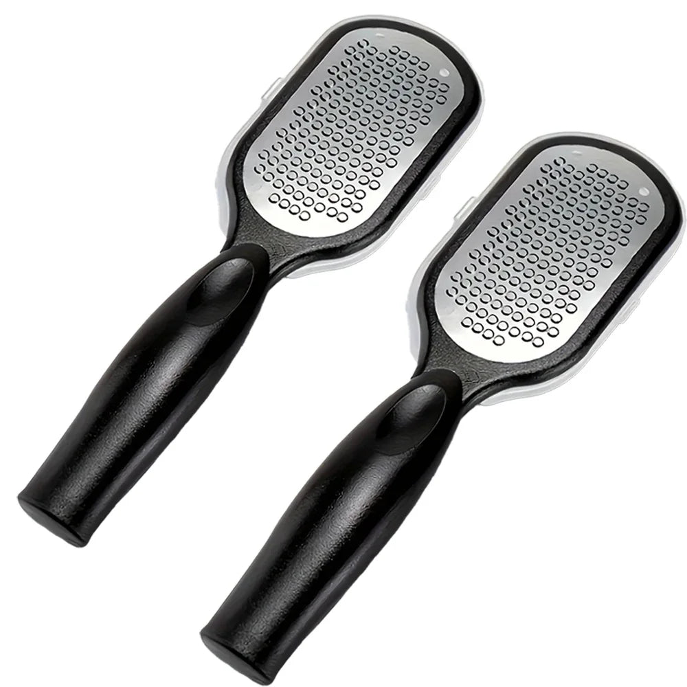 1/2Pcs Professional Duty Stainless Steel Painless Foot File Remover with Splash Guard Handle Suitable for Care Cracked Heel
