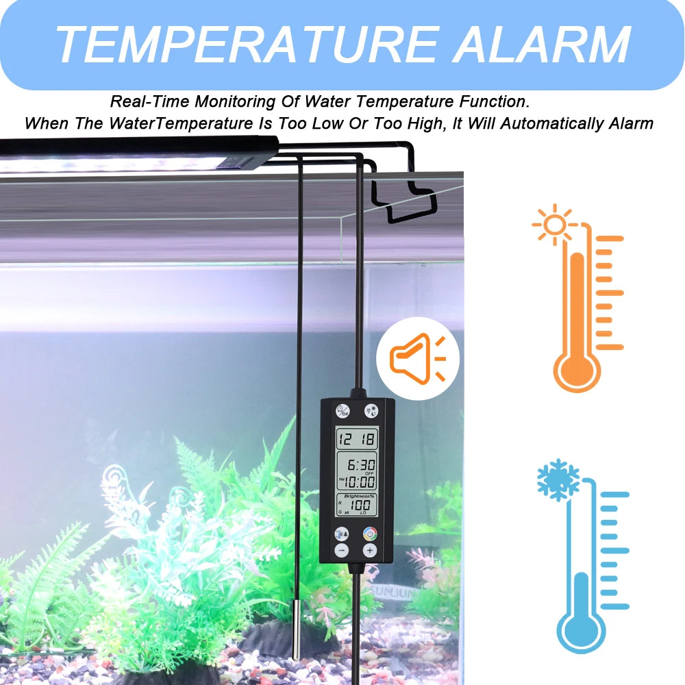 75-90CM Aquarium 24/7 Full Spectrum Lighting LED Light With Thermometer And Memory Function IP68 Fish Tank Plant Growth Lamp
