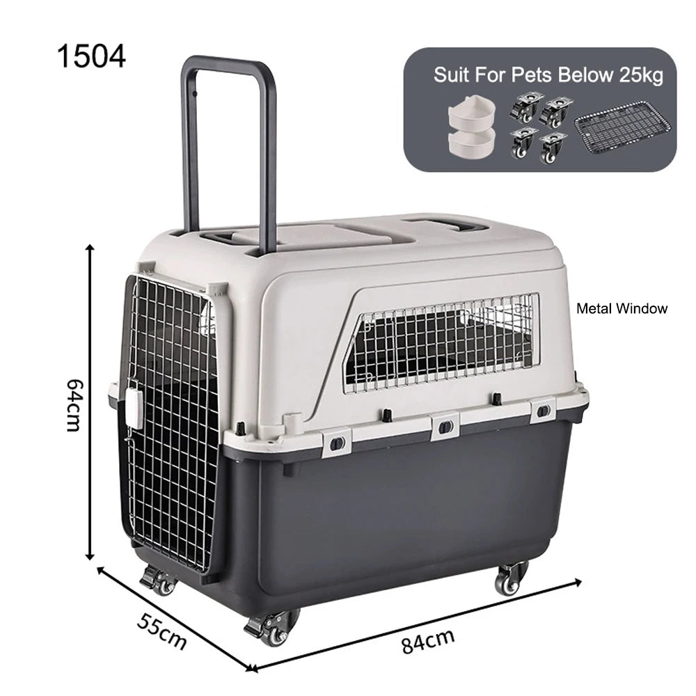 33 Inches Big Dogs Crates Airline-Friendly Home Travel Durable Plastic Pet Carrier Big Dog Kennel Portable Dogs Flight Carrier