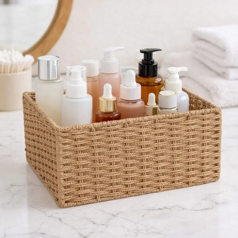 Durable Large Capacity Woven Storage Basket Handmade Reusable Snack Sundries Organizer Clothing Storage Basket