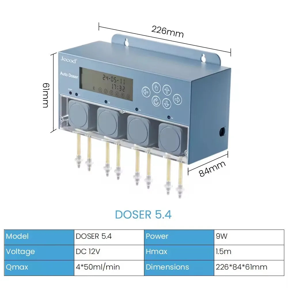 Jebao Jecod New Smart DC 12V App Bluetooth Programmable DOSER 5.4/5.6 Auto Saltwater Freshwater Fish Tank Aquarium Dosing Pump