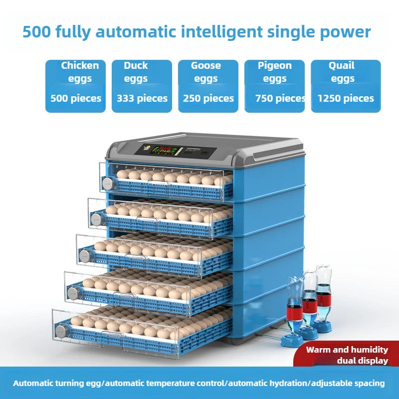 Fully Automatic Hatching Machine 176-500Capacity Egg Incubator 110V/220V/12V Chick Roller Automatic Temperature Humidity Control