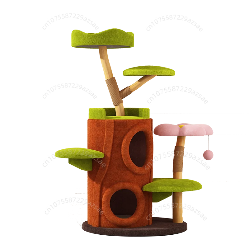 Multi-storey Luxury Cat Tree House Multi-function Cat Climbing Frame Winter Warm Solid Wood Home Cat Villa Sisal Scratching Post