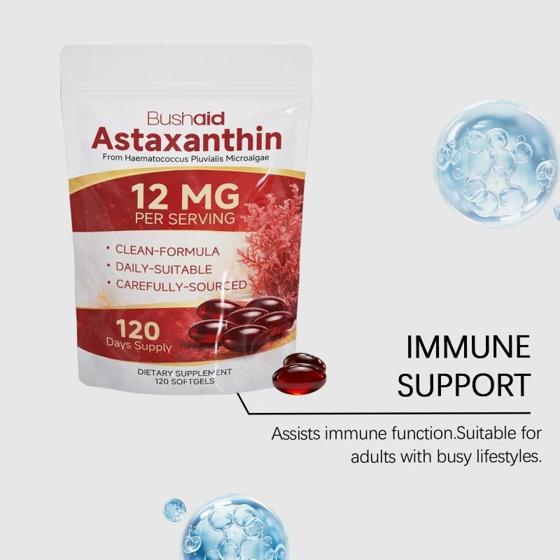 Docteat Astaxanthin Softgels 12 Mg Per Serving 120 Softgels From Haematococcus Pluvialis Microalgae, Supports Daily Care